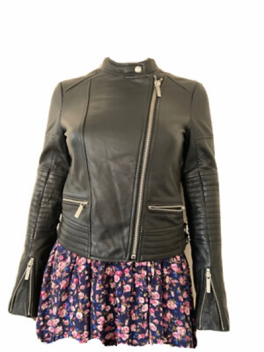 MICHAEL Michael Kors Black Leather Moto Jacket